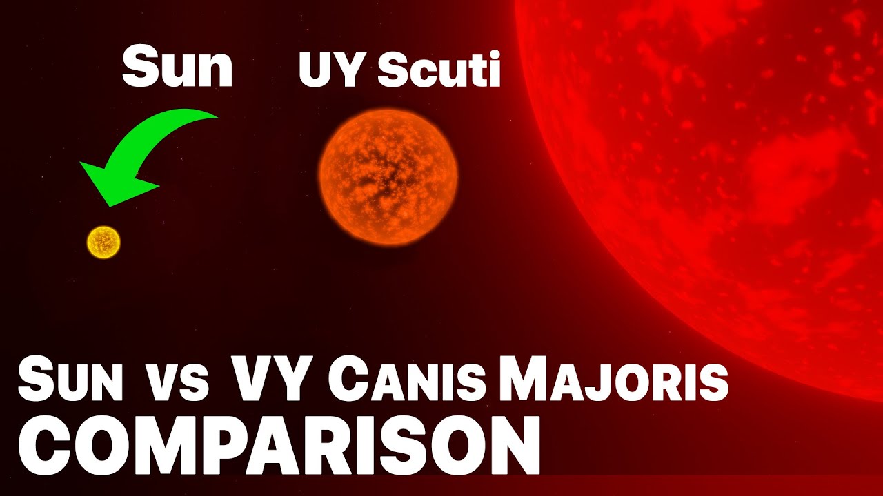 Sun Compared To Vy Canis Majoris One Of The Largest Known Stars Bigger Than Uy Scuti 2k 2020 Youtube