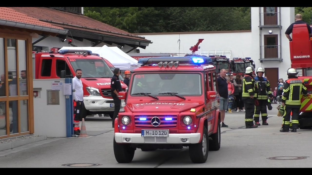 [Realeinsatz am Tag der offenen Tür] Einsatzfahrt Feuerwehr Taufkirchen bei München KdoW, DLAK, MZF