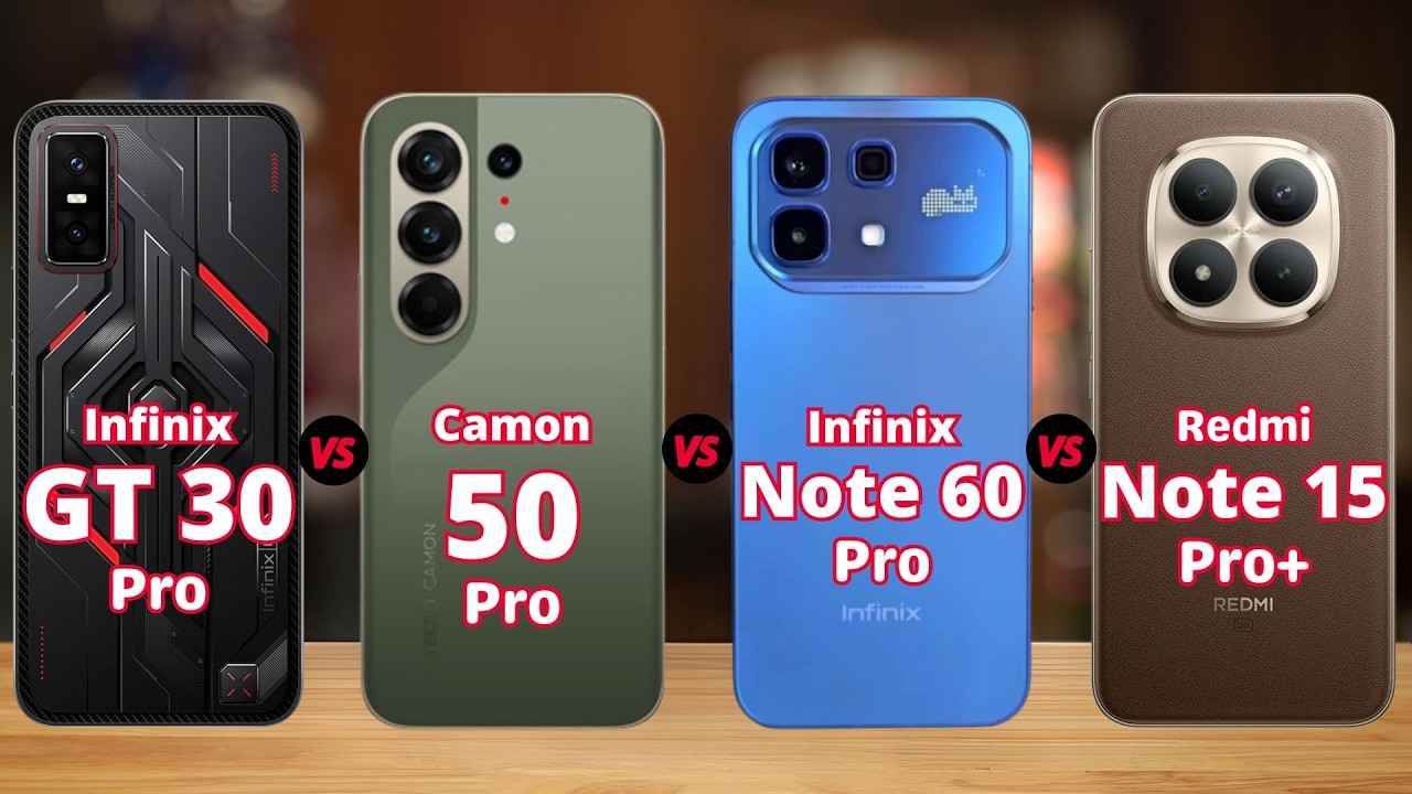 Infinix GT 30 Pro vs Tecno Camon 50 Pro vs Infinix Note 60 Pro vs Redmi Note 15 Pro Plus