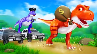 Crazy T-Rex Bank Robbery: Hilarious Police Chase | Dinosaur Comedy Jurassic World Cartoons