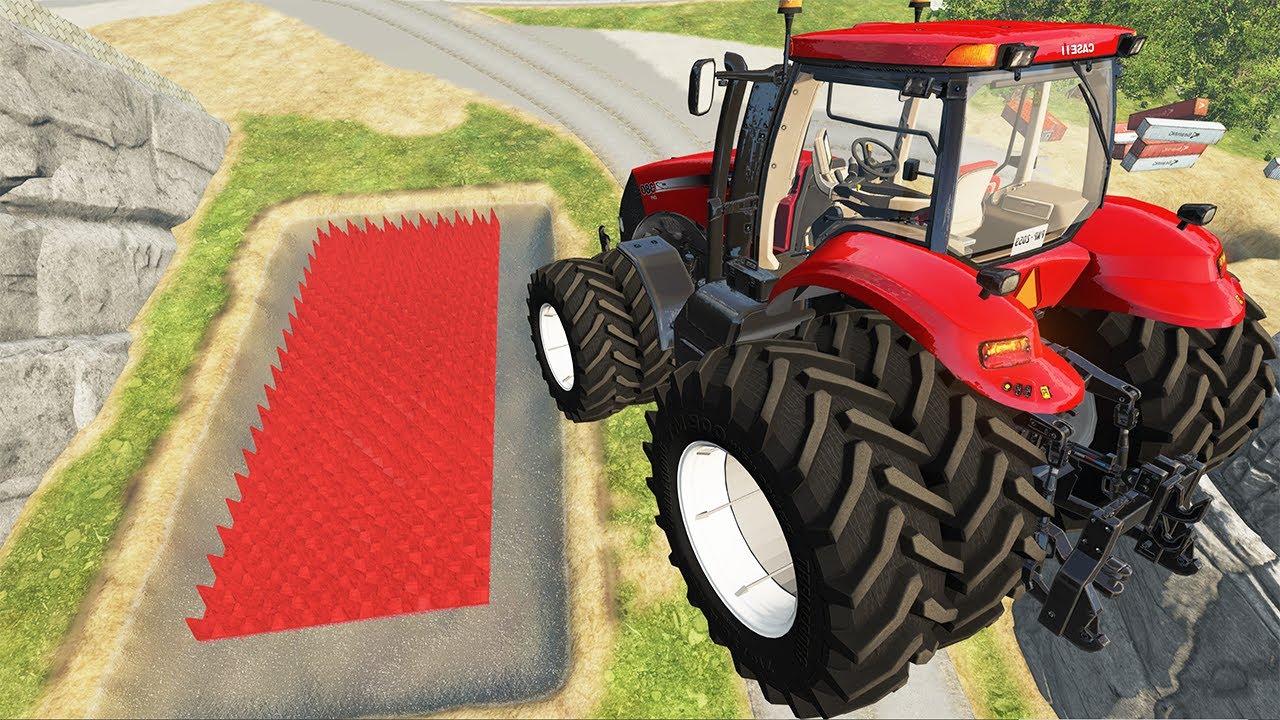 Cars Jumps Into Pools With Spikes – BeamNG.Drive