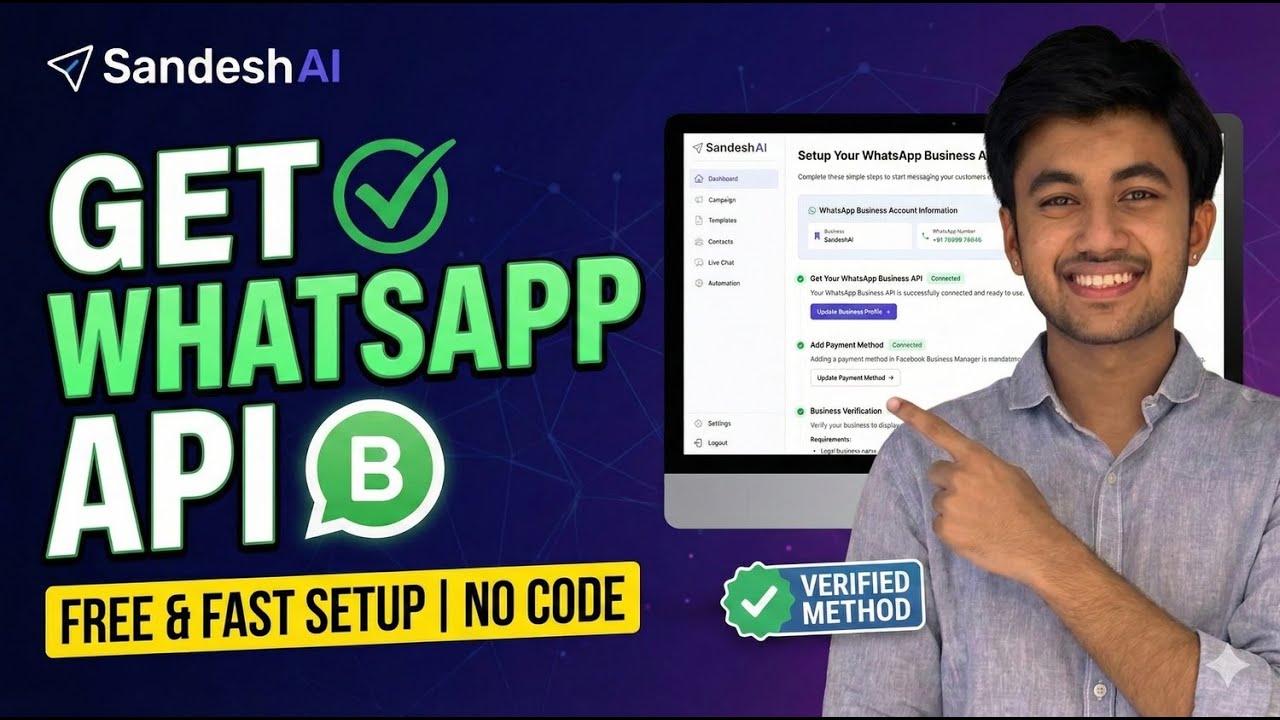 Get WhatsApp Business API Fast 2026 | No Coding | SandeshAI