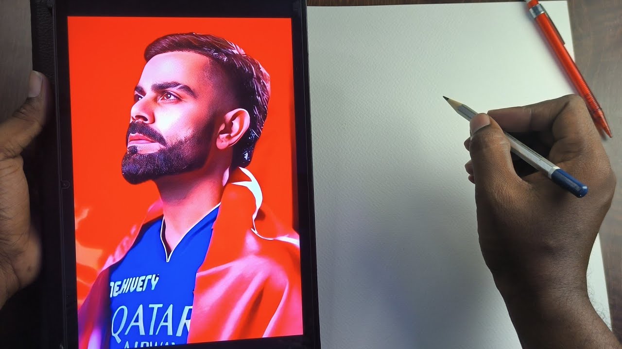 How to Draw Virat kohli Drawing using Grid method /step by step for ...