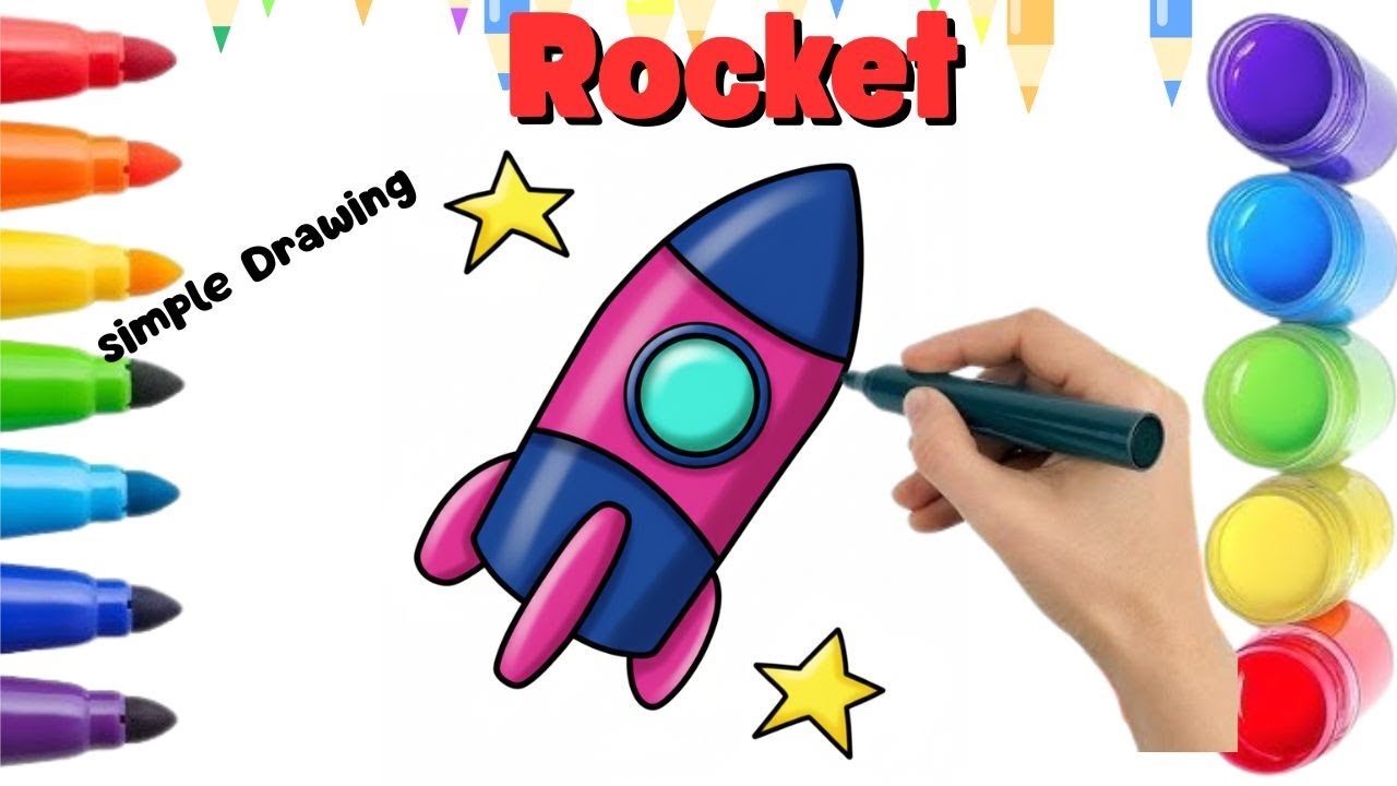 How To Draw Cute Rocket // Drawing, Painting & Coloring For Kids and Toddlers_🌈🎨