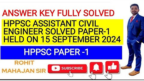 HPPSC Assistant Civil Engineer SOLVED PAPER-1 HELD ON 15 SEPTEMBER 2024