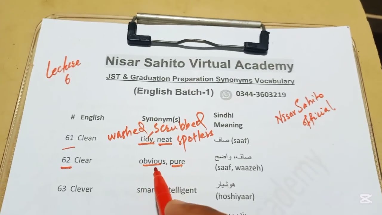 BPS 5 to 15 | JST & Graduation Test 2025 | IBA Sukkur STS MCQs Preparation |English synonyms