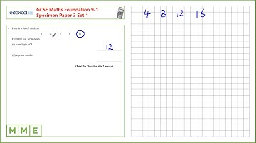 GCSE Maths EDEXCEL Specimen Set 1 Foundation     Paper 3   Q4 Multiples and prime numbers
