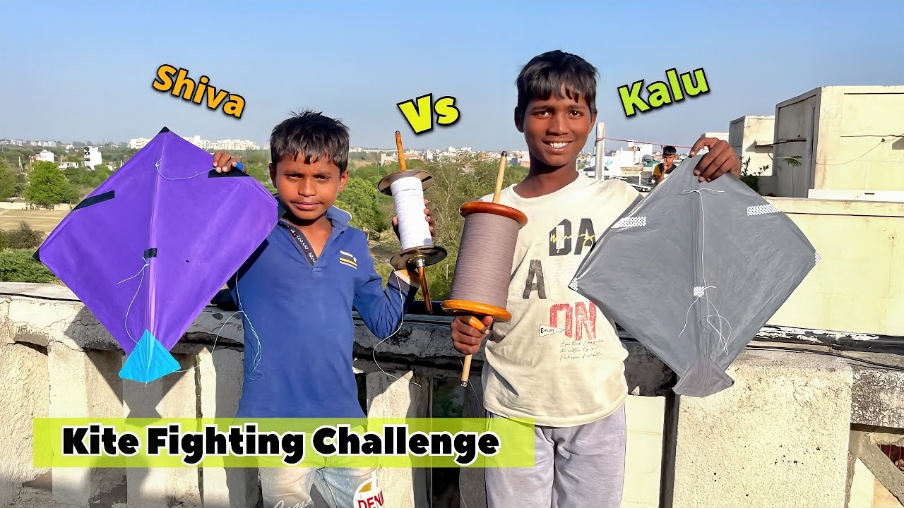 KITE FIGHTING CHALLENGE🪁Kalu Vs Shiva . Kite Flying Roof #kite #challenge