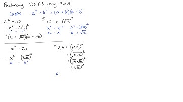 Factorising difference of perfect squares using surds 009