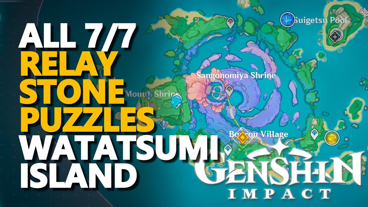 All Watatsumi Island Relay Stone Puzzles Genshin Impact YouTube