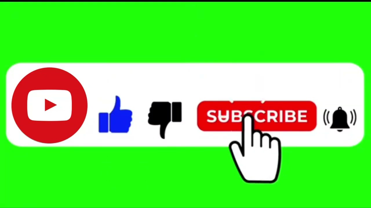 No Copyright, Subscribe and Bell icon into sound animation // Green Screen Subscribe Button Animated