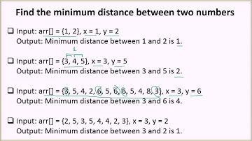 Find the minimum distance between two numbers | GeeksforGeeks
