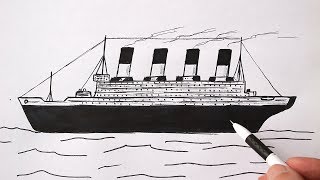 How to draw a Titanic easily | Ship drawing