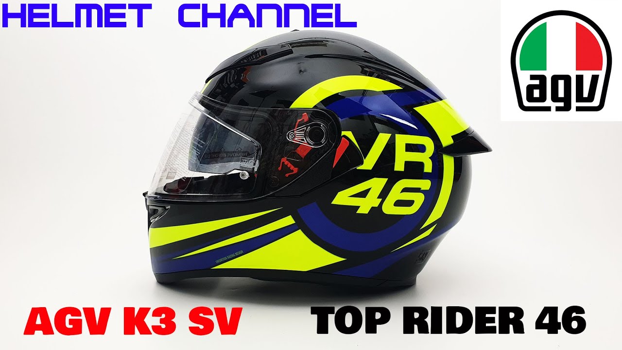 UNBOXING AGV K3 SV TOP RIDE 46 REVIEW \u0026 BONGKAR HELM AGV VALENTINO ROSSI -  YouTube