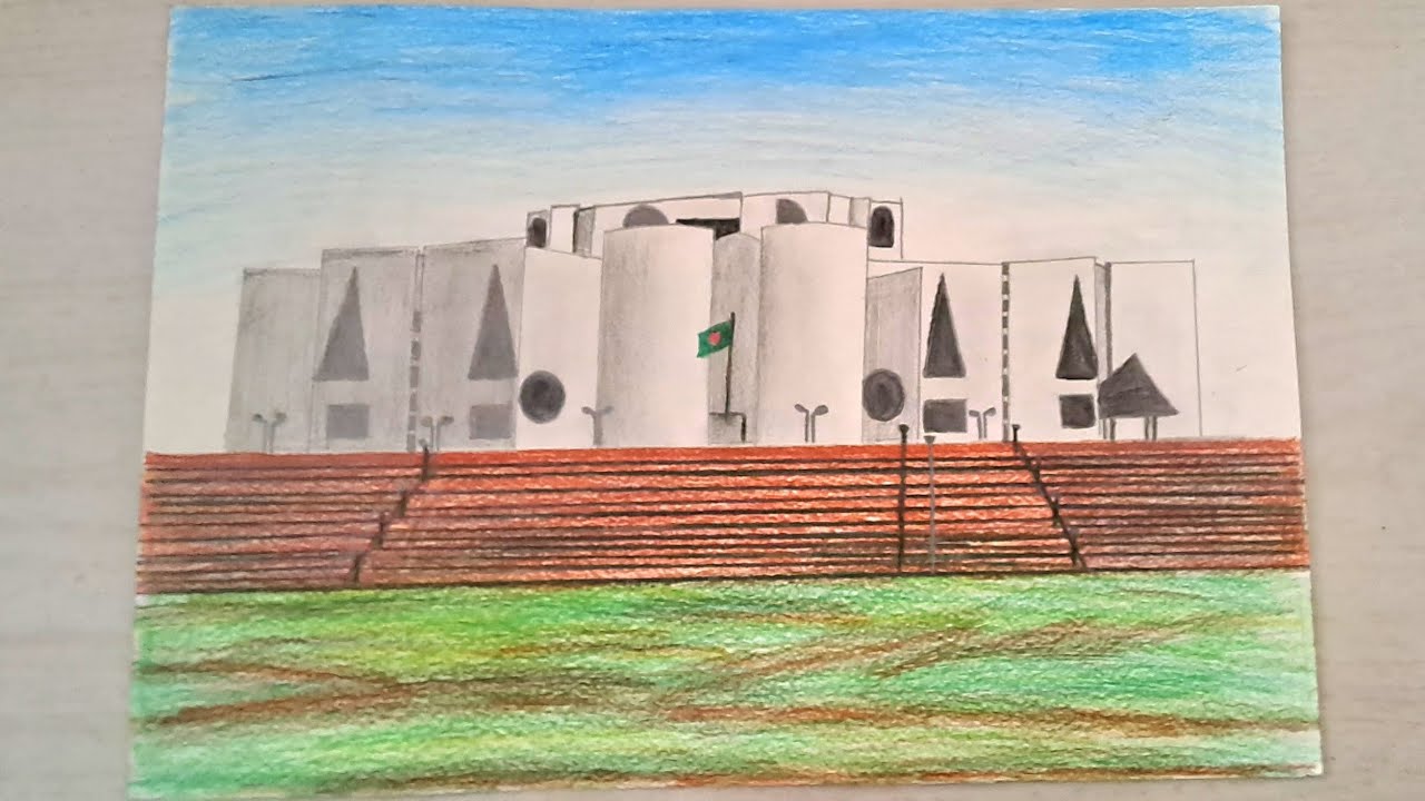 How to draw "National Parliament House " of Bangladesh - pencil sketch ✏️