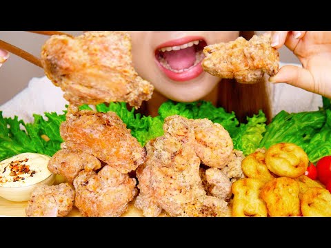 【咀嚼音/ASMR】おつまみにピッタリ!! 2種のザックザク唐揚げを作って食べる音【字幕付】