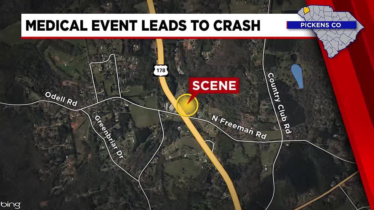 Coroner: Medical event leads to crash in Pickens County - YouTube