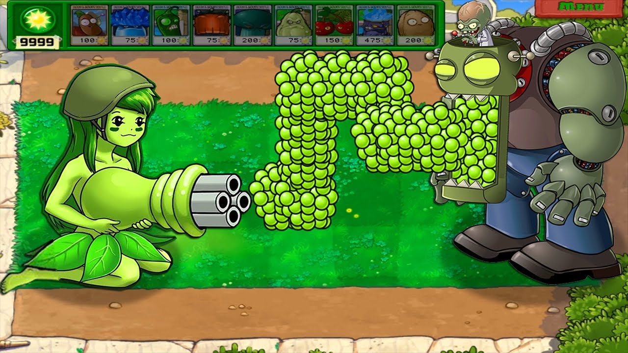 Anime Girl Gatling PEA VS Dr. Zomboss - Plants vs Zombies mod - YouTube