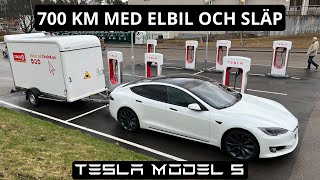 Testar Tesla Model S med stort släp, vad blir förbrukningen?