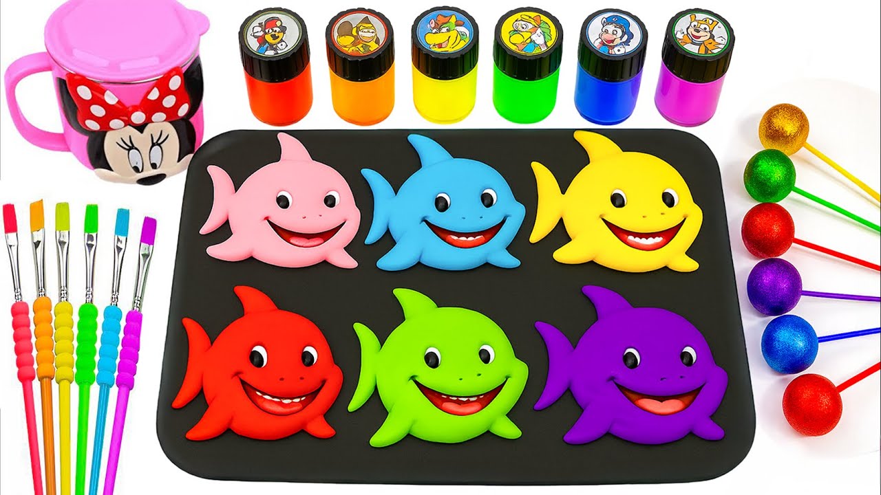 How to Make Rainbow Baby Shark Slime with Beads 🦈 | Bathtub Cutting ASMR | Slime Egg Magic ✨