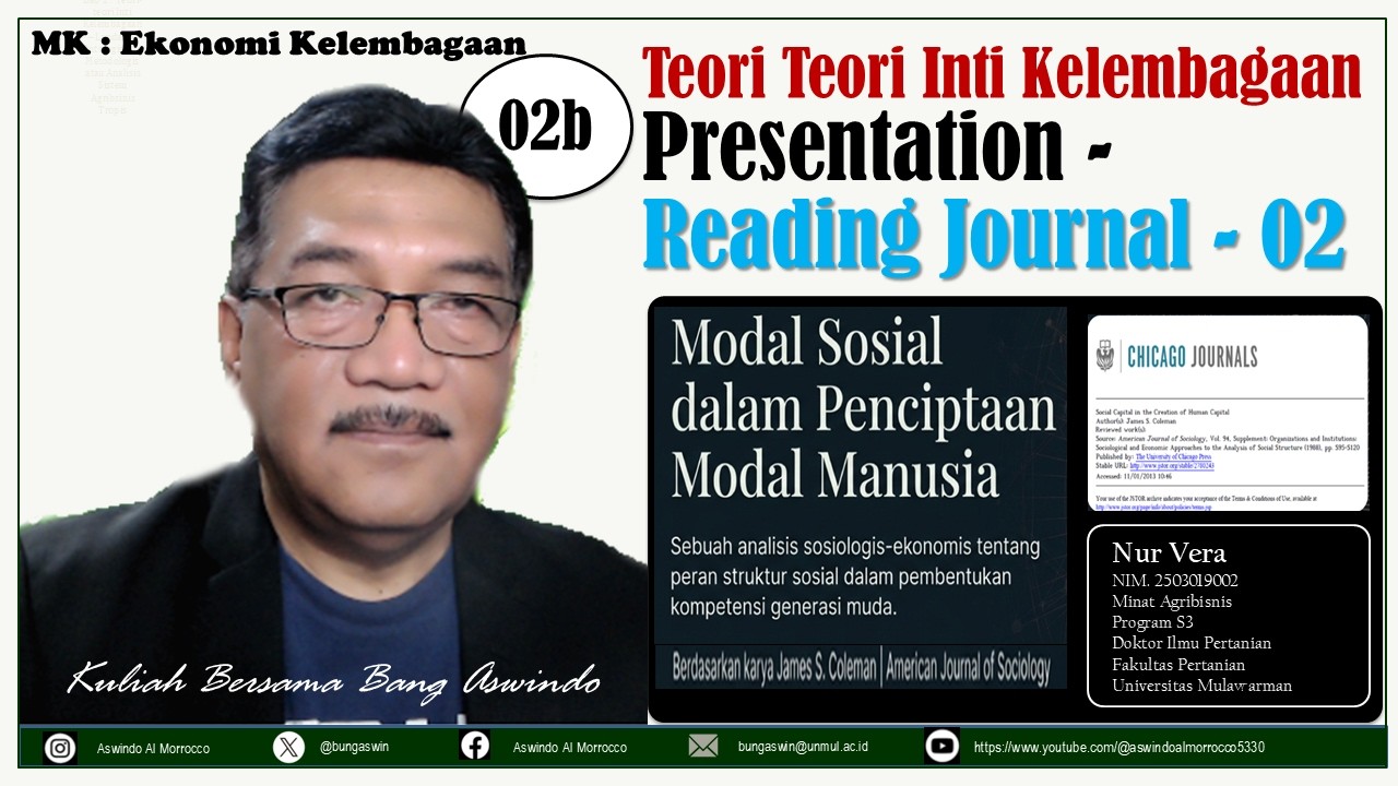 Reading Journal 02 an. Nur Vera : Modal Sosial (James S, Coleman, 1988)