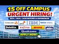 15 Urgent Mass Hiring 🔥 Off Campus Jobs 2026/2025/2024 Batch | Any Graduate