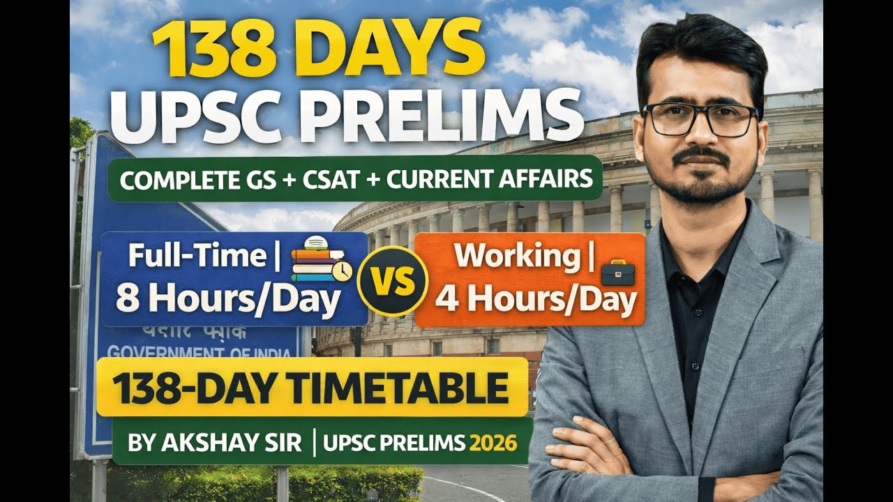 138 Days Complete Study Plan for UPSC Prelims 2026 | GS + CSAT + Current Affairs | Akshay Sir
