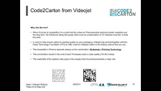 Webinar Videojet Pharma Line: Serialization & Data Management Part 2