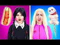 ¡DESAFÍO DE COMIDA Merlina VS Barbie POSTRES con 123 GO! CHALLENGE