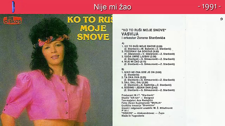 Vasvija - Nije mi zao - (Audio 1991)