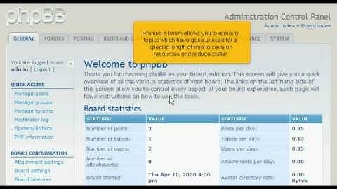 How to Prune forum in phpBB