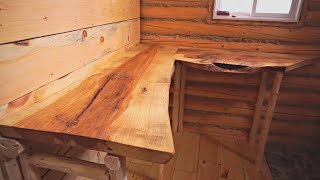 Building A Log Cabin | Ep. 50 | Building a custom liveedge counter + Finally a door latch!