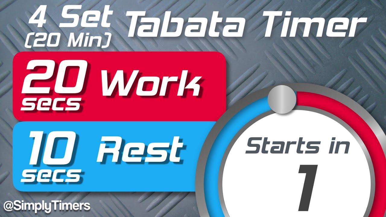  New  4 Set Full Tabata Workout Interval Timer (20 sec / 10 sec) 20 Minute Workout