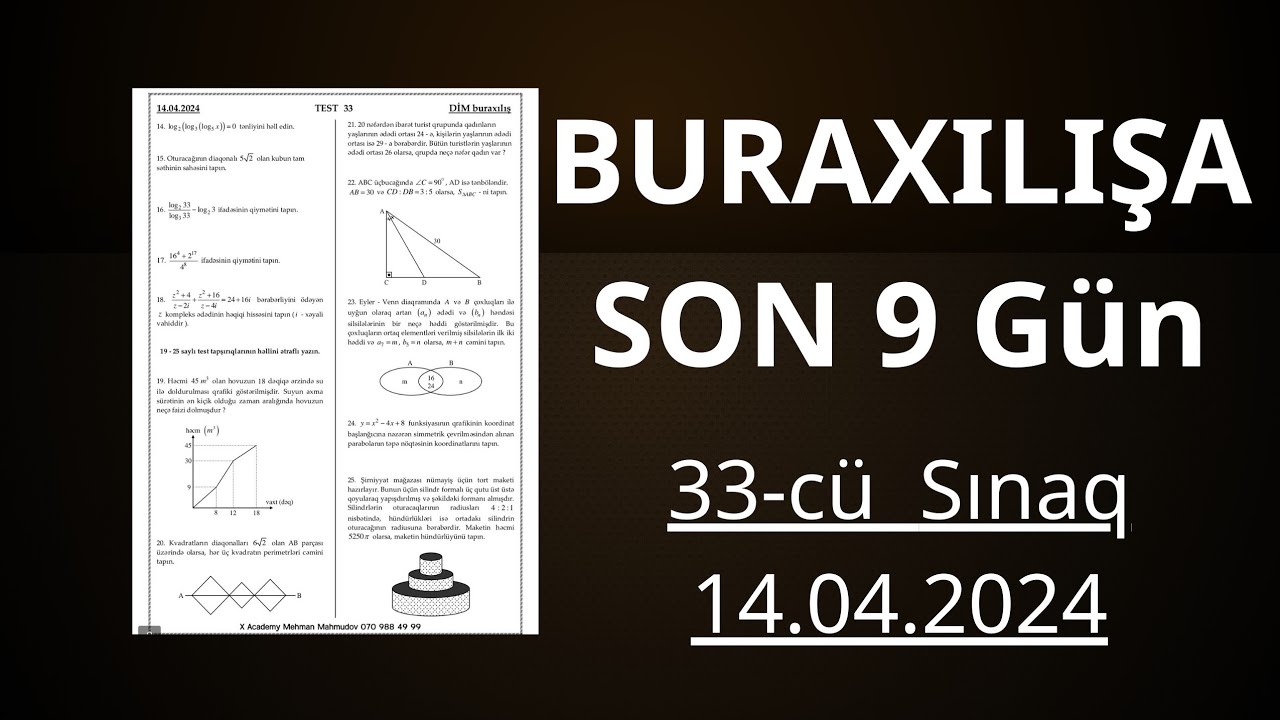 ✅️Buraxılışa Son 9 Gün | 33-cü Sınaq 14.04.2024 