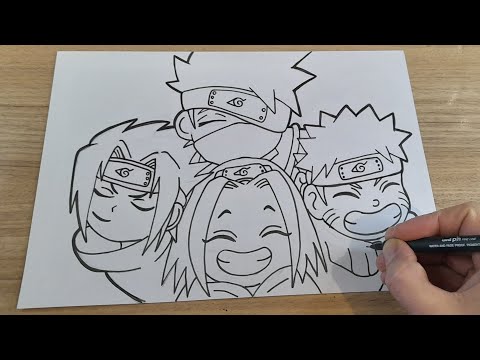 COMO DESENHAR O TIME SETE CHIBI DO ANIME NARUTO