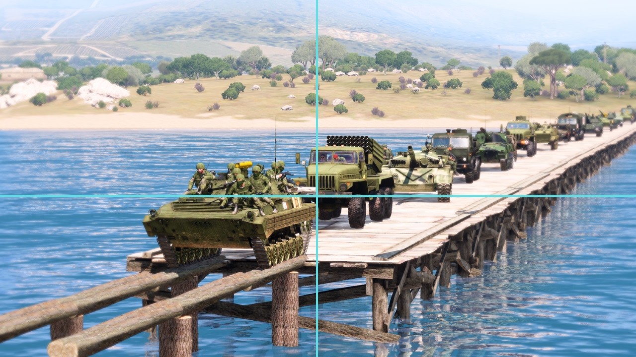 Russian Armored Vehicles Passing Emergency Wooden Bridge Wiped Out by Missile