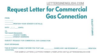 Request Letter For Commercial Gas Connection - Letter for Installation of Commercial Gas Connection