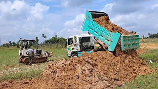 Dump Truck And Bulldozer Working, Dump Truck In Cambodia #Ep2225