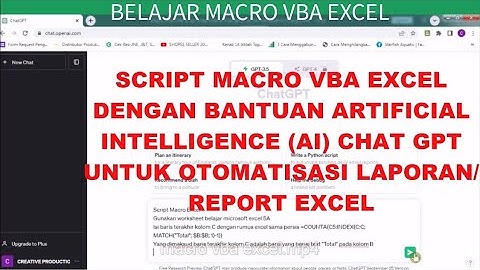 Belajar Macro VBA Excel Dengan Artificial Intelligence (AI) Chat GPT Otomatisasi Report Excel