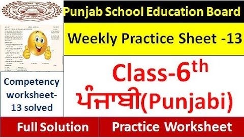 6th Class pseb competency based paper class 6th worksheet 13 test 2024 6th  class practice sheet 13