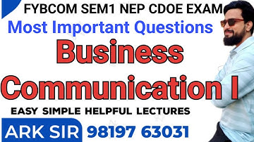 Business Communication Skills |Fybcom sem1 nep| Fybaf sem1|Imp Question| Mumbai University CDOE Exam