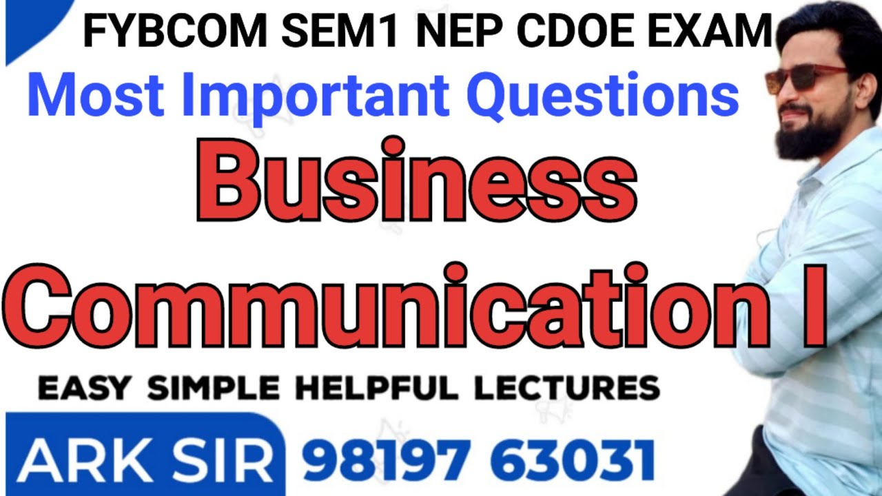 Business Communication Skills |Fybcom sem1 nep| Fybaf sem1|Imp Question| Mumbai University CDOE Exam