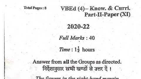 VBU B.Ed sem 4 Paper XI Knowledge and Curriculum 2020-22 Session @prqkash7321