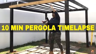 DIY PERGOLA BUILD TIMELAPSE l Wooden Pergola UNDER 10 MIN