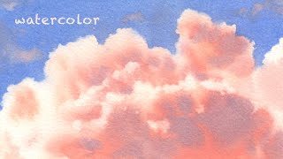 Soft sunset cloud | Watercolor painting process