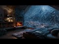 ❄️ Cozy Winter Ambience Fireplace Candlelight and Gentle Snow Outside