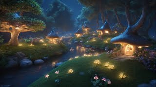 Enchanted Fairy Village Forest NIGHT AMBIENCE (Sleep, Meditation, relax, study, sleep, shifting)