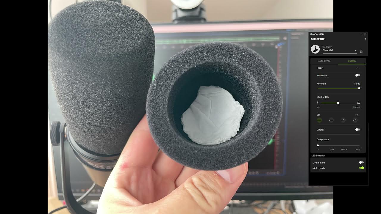 Shure MV7 pop filter plosives fix YouTube