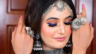 Sharp Blue Wing Liner, Oxidised silver jewellery for this stunning look ! Makeup by Parul Garg screenshot 5