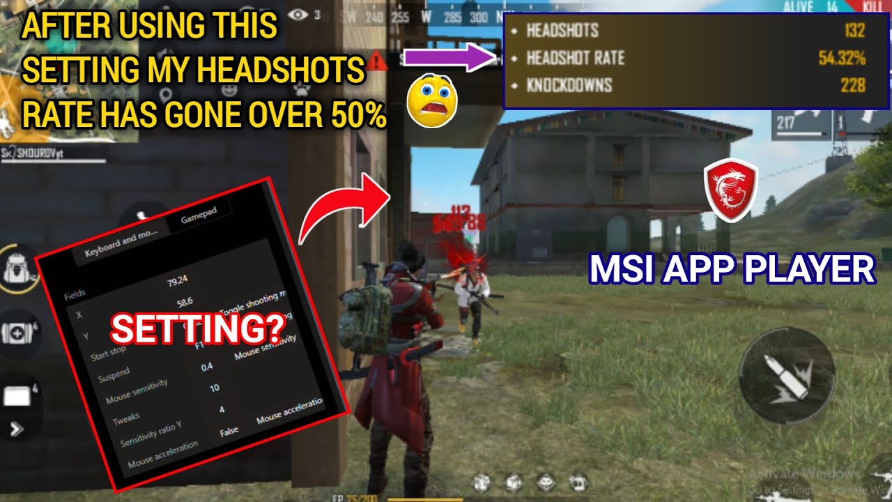 Over 50 Headshots Rate In Msi App Player With This Sensitivity Setting Youtube